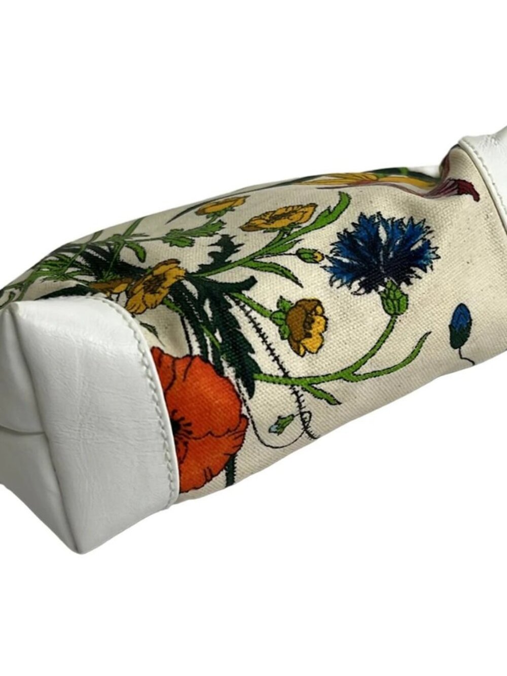 GUCCI Flora,Old Gucci - Cream Dark Green Multi Coated Canvas Leather Pouch - Picture 8 of 10